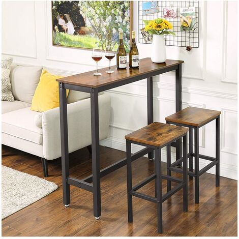 mesa de bar y sillas de madera de hierro mesa alta de madera mesa de cocina y sillas mesa alta y taburete de bar restaurante Juego de mesa de bar con taburete 100 x 40 x 90 cm 