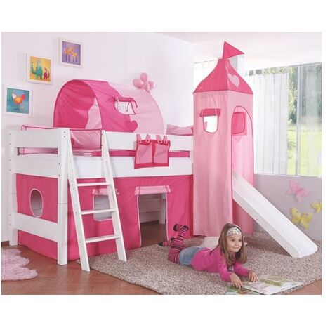 CAMA ALTA CON TOBOGAN Y TORRE CASANDRA - Rosa-pink