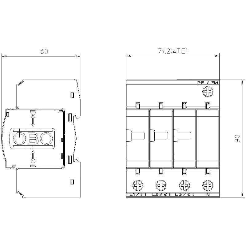 Scaricatore di Sovratensione OBO 5094656 TIPO-2 3P + N 220V Up < 1,3kV  4012195256847