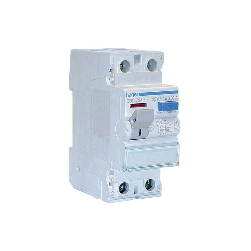 Differenziale Puro 2 Poli 25A 30MA AC 2 Moduli Hager CDC724H