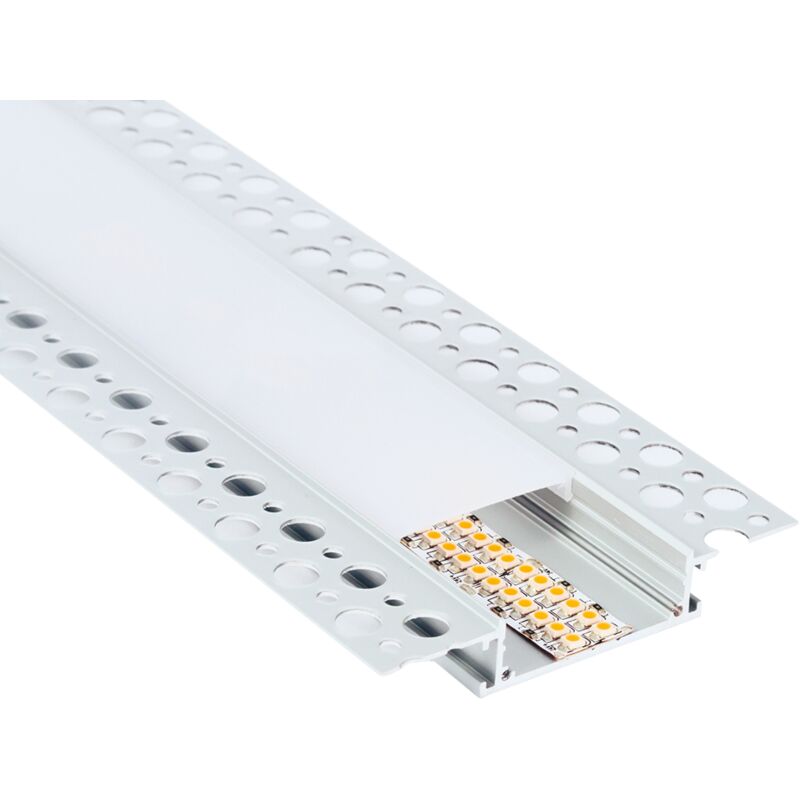 Profilo da incasso in cartongesso Lampo Lighting PRKITTLN, 2 metri, Schermo  opaco, Ideale per strisce LED, Accessori inclusi