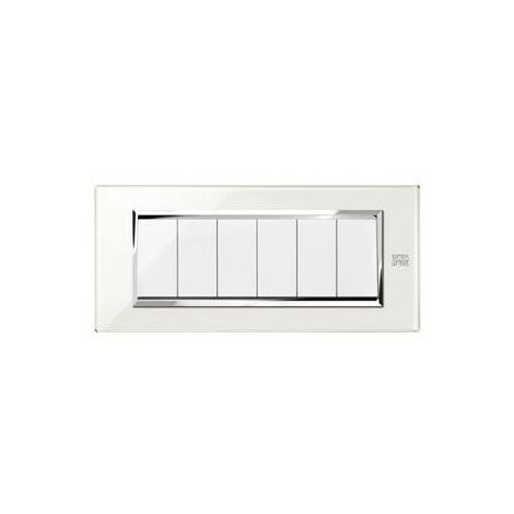 Placca Expì vetro Bianco Neve 6 Moduli Simon Urmet 13006.BN