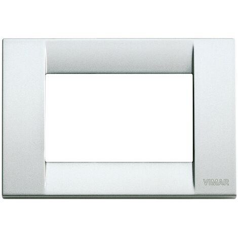 Placca Vimar Idea classic 3 moduli in metallo pressofuso argento metallizzato – Dimensioni 120x82mm – Per installazione su supporto 16713 (1/3)