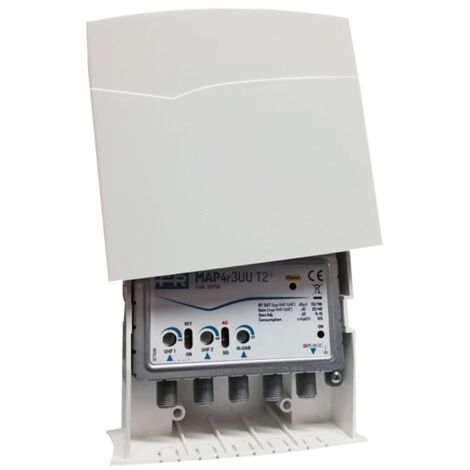 Amplificatore da palo 3 ingressi III+DAB/UHF – Guadagno 40dB – Tecnologia T2 con filtro LTE 4G/5G – Livello uscita 116dBμV – Fracarro (1/2)