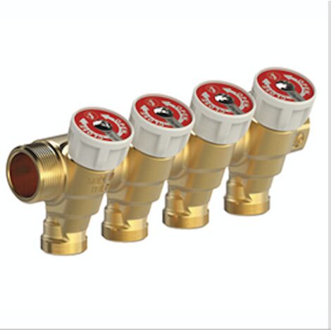 Collettore componibile per impianti sanitari 3/4" x 1/2" 3 stacchi Giacomini R585CY063
