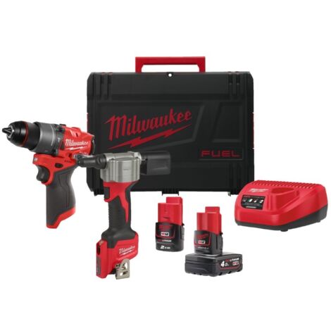 Kit trapano M12 FUEL e Rivettatrice compatta 12V Milwaukee 4933480593