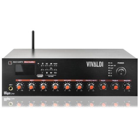 Amplificatore Nero WiFi-FM-USB-Bluetooth-MP3-SD 100V 120W VIVALDI Ulisse MA5120BTK
