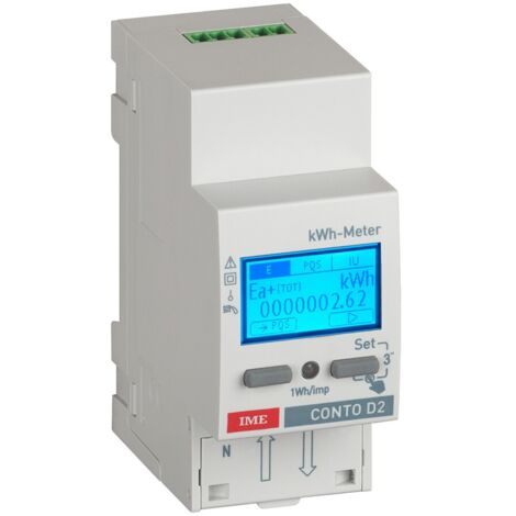 Contatore di energia attiva multifunzione monofase 63A 230V con display per guida DIN CONTO D2 IME CE2DF30PCL1