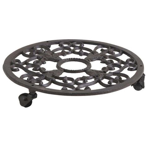 Skelang Pflanzenroller 29cm Gusseisen - Pflanzenständer Mit Bremsenrädern 160kg