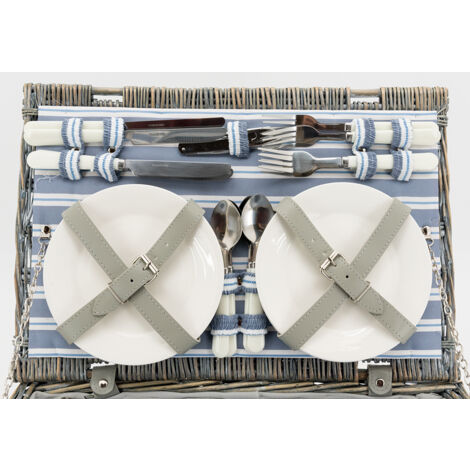 Anndora Picknickkorb Natur Weide - 21-teiliges Set Für 4 Personen Mit Isolierfach