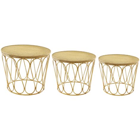 Beistelltische aus MDF und Rattan (3erSet)