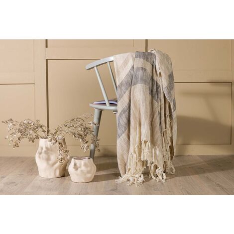 Baumwoll-Möbeltuch 260x290 Cm – Vielseitig Als Sofaüberwurf Oder Bettdecke, Beige-schwarz