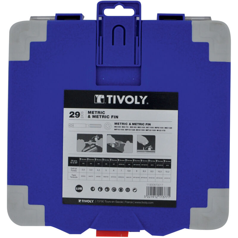 Coffret 21 tarauds + 7 forets + 1 tourne à G - HSS atelier bricolage