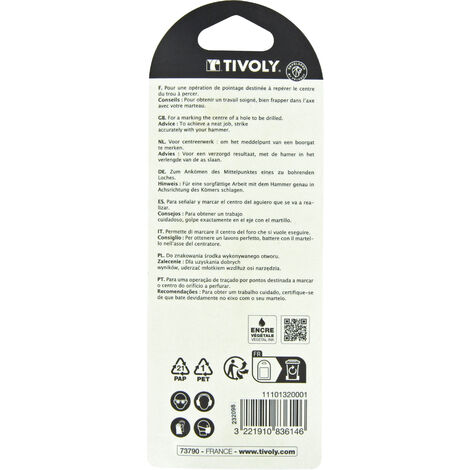 Tivoly • Lot de 2 Pointeaux 100% Métal moleté, Ø 8-12mm