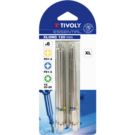 Tivoly • Lot de 6 embouts L120mm PZ PH TX -STANDARD