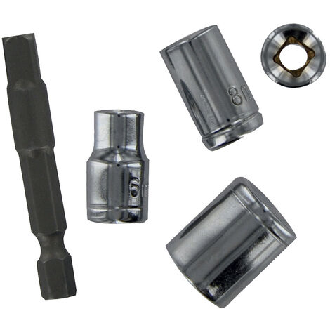 Tivoly • Lot de 5 pièces -4 douilles Ø 6 à 13mm + 1 porte-douille hexa 6.35 mm  1/4"  (1/4)