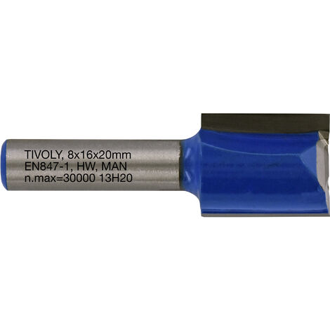 Tivoly • Fraise de Défonceuse à Rainurer Droit • Ø16mm • 2 Lames en Carbure • Tige Ø8mm • Pour Travail du Bois