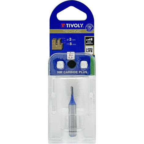 Tivoly • Fraise de Défonceuse à Rainurer Droit • Ø3mm • Lame en Carbure • Tige Ø8mm • Pour Travail du Bois