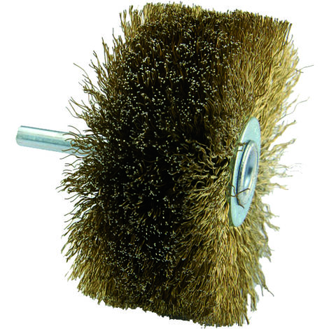 Tivoly – Brosse circulaire fil acier laitonné Ø80mm – Queue cylindrique Ø6mm – Décapage bois dur et peinture – Résistante et durable (1/2)