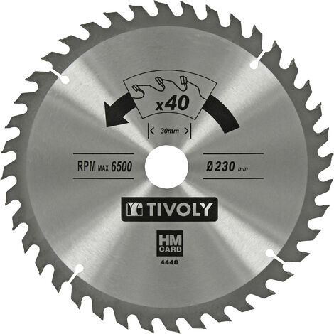Tivoly • Lame de Scie Circulaire • Ø230mm • 40 Dents en Carbure • Excellente Finition • Pour Découpe du Bois Dur • Pour Découpe du Bois Stratifié