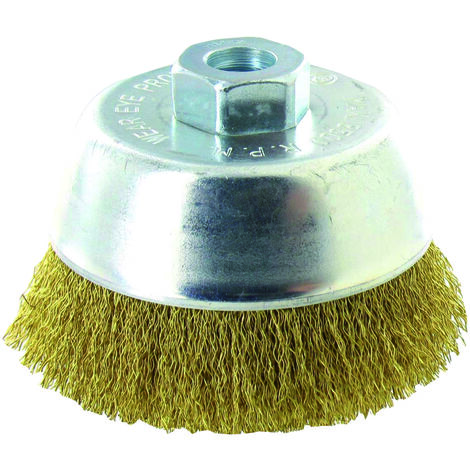Tivoly • Brosse Coupe • Fil Laiton • Ø70mm • Alésage M14 • Pour Décapage du Bois (1/3)