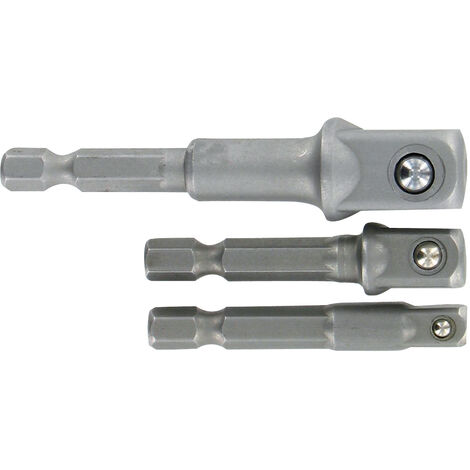 Tivoly • Lot de 3 Adaptateurs pour Douilles de Serrage • Queue Hexagonale Ø6,35mm • Pour Douilles de Carré 1/4" & 3/8" & 1/2" (1/4)