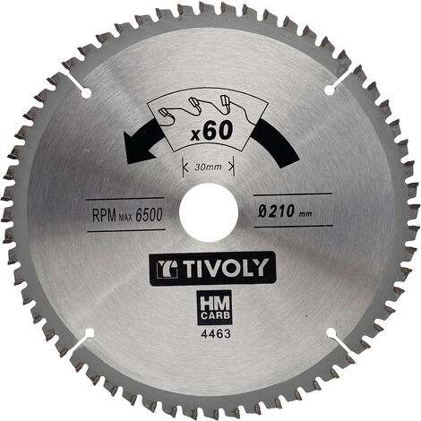 Tivoly • Lame de Scie Circulaire • Ø210mm • 60 Dents en Carbure • Pour Scie Portative • Pour Découpe Multi-Matériaux