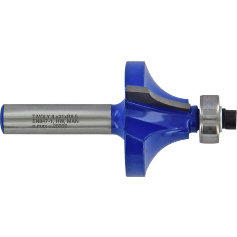 Tivoly • Fraise de Défonceuse 1/4 de Rond • Ø32mm • Lame en Carbure • Tige Ø8mm • Pour Travail du Bois