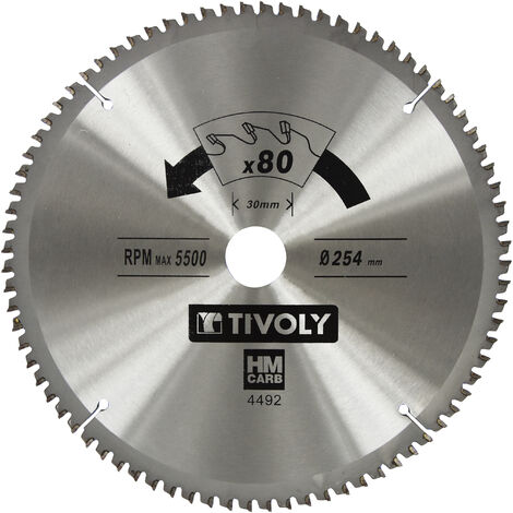Tivoly – Lame de scie circulaire Ø254mm – 80 dents carbure – Pour coupe précise dans aluminium et PVC – Fentes de dilatation pour éviter déformation (1/2)