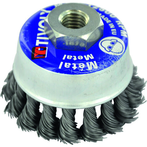 Tivoly • Brosse Coupe • Fil Acier Torsadé • Ø75mm • Alésage M14 • Pour Gros Décapage du Métal