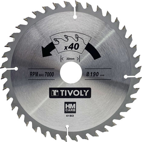 Tivoly – Lame de scie circulaire Ø190mm 40 dents carbure – Pour bois dur et stratifié – Coupe nette sans éclat – Denture ATB pour sciage précis (1/3)