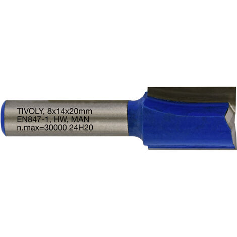 Tivoly • Fraise de Défonceuse à Rainurer Droit • Ø14mm • 2 Lames en Carbure • Tige Ø8mm • Pour Travail du Bois