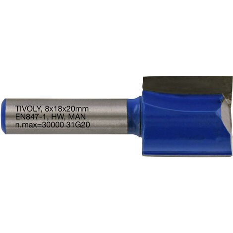 Tivoly • Fraise de Défonceuse à Rainurer Droit • Ø18mm • 2 Lames en Carbure • Tige Ø8mm • Pour Travail du Bois