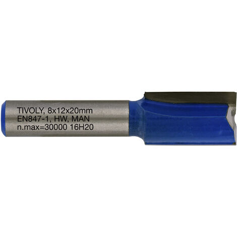 Tivoly • Fraise de Défonceuse à Rainurer Droit • Ø12mm • 2 Lames en Carbure • Tige Ø8mm • Pour Travail du Bois