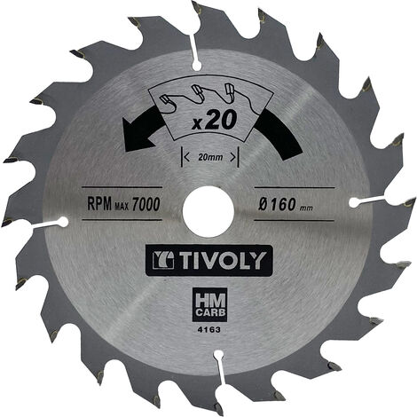 Tivoly – Lame de scie circulaire Ø160mm – 20 dents carbure – Pour coupe précise bois dur et stratifié – Denture ATB pour sciage rapide (1/3)