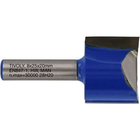 Tivoly • Fraise de Défonceuse à Rainurer Droit • Ø25mm • 2 Lames en Carbure • Tige Ø8mm • Pour Travail du Bois