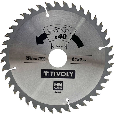 Tivoly – Lame de scie circulaire Ø180mm – 40 dents carbure – Pour bois dur et stratifié – Fentes de dilatation pour coupe précise (1/2)