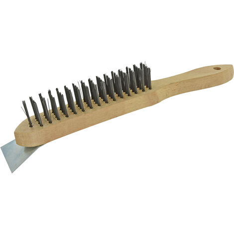 Tivoly • Brosse à Main & Racloir • Acier Rond • Bois FSC • Pour le Grattage, Décapage, Brossage, Nettoyage de toutes Surfaces