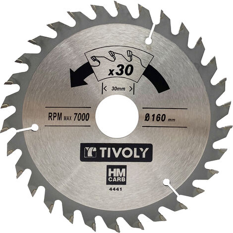 Tivoly • Lame de Scie Circulaire • Ø160mm • 30 Dents en Carbure • Pour Découpe du Bois Dur • Pour Découpe du Bois Stratifié
