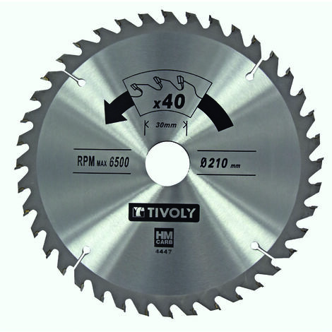 Tivoly • Lame de Scie Circulaire • Ø210mm • 40 Dents en Carbure • Pour Découpe du Bois Dur • Pour Découpe du Bois Stratifié (1/3)