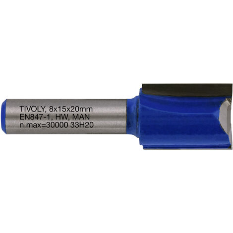 Tivoly • Fraise de Défonceuse à Rainurer Droit • Ø15mm • 2 Lames en Carbure • Tige Ø8mm • Pour Travail du Bois
