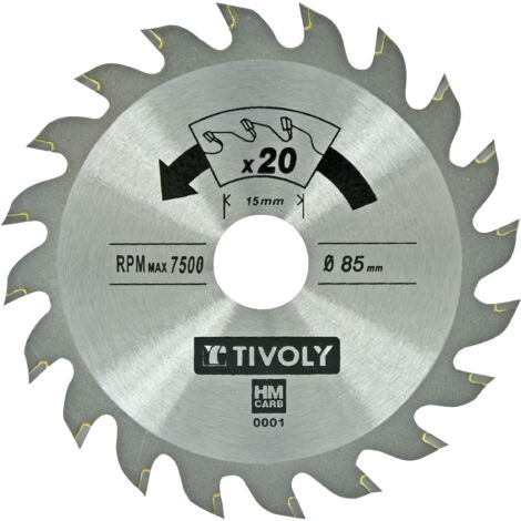Tivoly • Lame pour Mini-Scie Circulaire - Ø 85mm x 1,3mm - Coupe Rapide et Propre - Denture Alternée (ATB) 20 Dents - Pour la Découpe du Bois, du Mélaminé, du Plastique (1/2)
