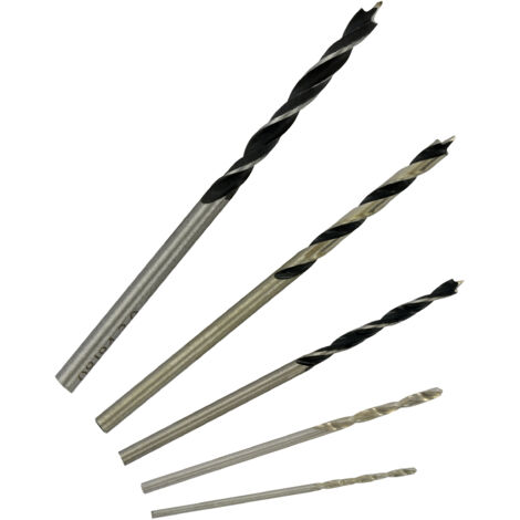 Tivoly • Coffret de 5 Mèches Bois 3 Pointes HCS Ø1-1,5-2-2,5-3 mm • Adapté à un usage sur mini perceuse type Dremel