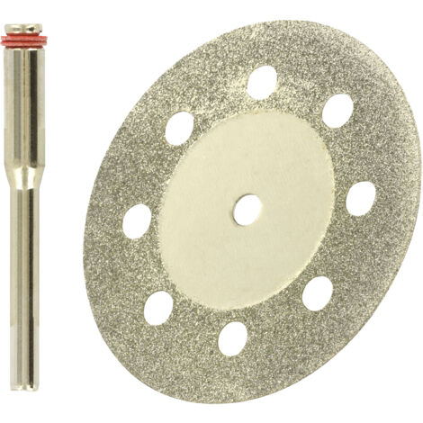 Tivoly •  Mini-Disque Diamant Ø38 mm + Pilote •  Tige Ø3mm • Adapté à un usage sur mini perceuse type Dremel