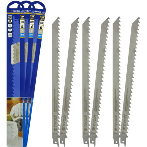 Tivoly • Lot de 6 lames de scie sabre INOX, spécial alimentaire, glaces et aliments congelés, attache universelle TECHNIC, L300