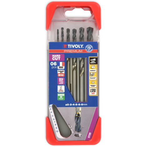 Tivoly • 6 forets métaux LAZER HSSE8 (cobalt 8%) revêtu INCOCUT Ø 2 à 8 mm PREMIUM (1/2)