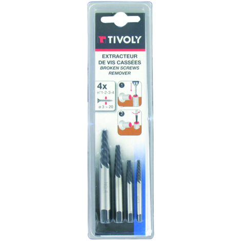 TIVOLY Set d'extracteurs de goujons TIVOLY 11111021234, Diam.2.2 à 4.7 mm