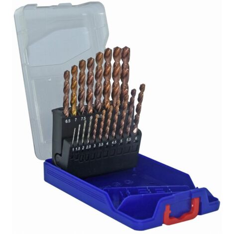 Tivoly – Coffret de 19 forets à métaux HSS revêtus FUSIO – Pointe en croix Ø 1 à 10mm – Pour perçage intensif des aciers résistants