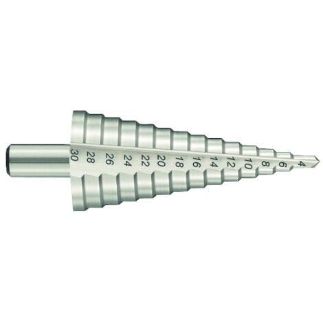 Foret étagé 114488 - Diamètre minimal (d) : 6 mm - Diamètre maximal (D) : 37 mm - Longueur utile : 77 mm - TIVOLY