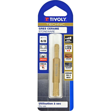 Tivoly • Foret Diamant à sec réversible double pointe Ø6mm et 8mm Queue Hexagonale / TECHNIC (1/3)